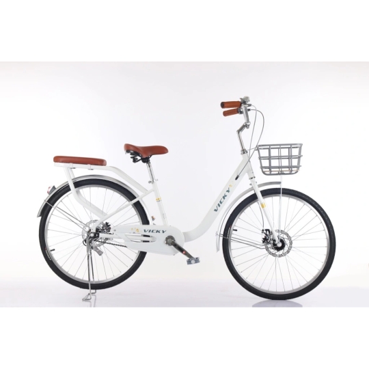 Xe mini điã phanh bánh 26 VICKY -mã YG26 (Trắng)